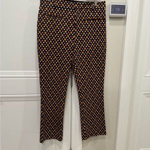 Womens Black Multi Color Starburst Dot Print Pants Cropped Leg Tailored Size